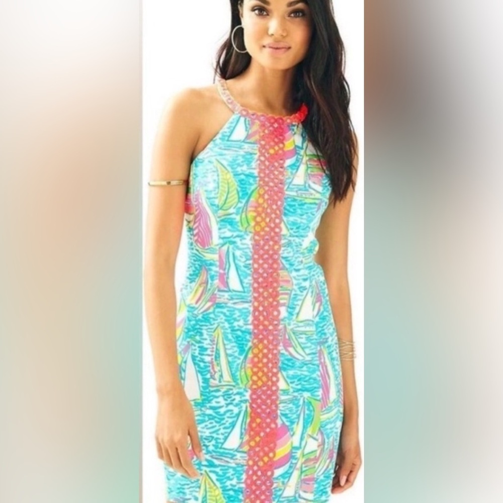 Lilly Pulitzer Sasha Shift Dress Pop Up U Gotta Regatta" Size 4 Resort Preppy - Picture 1 of 10